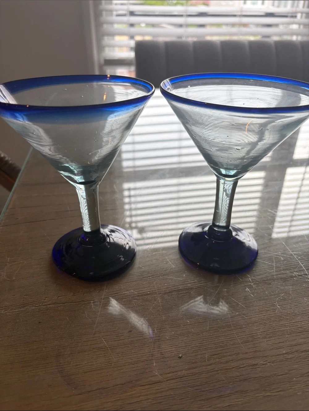 Pier 1 Blue-Rimmed Martini Glasses (Pair)